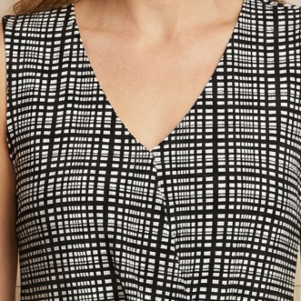 Ann Taylor Black and White Plaid Sleeveless Blouse - Picture 6 of 16